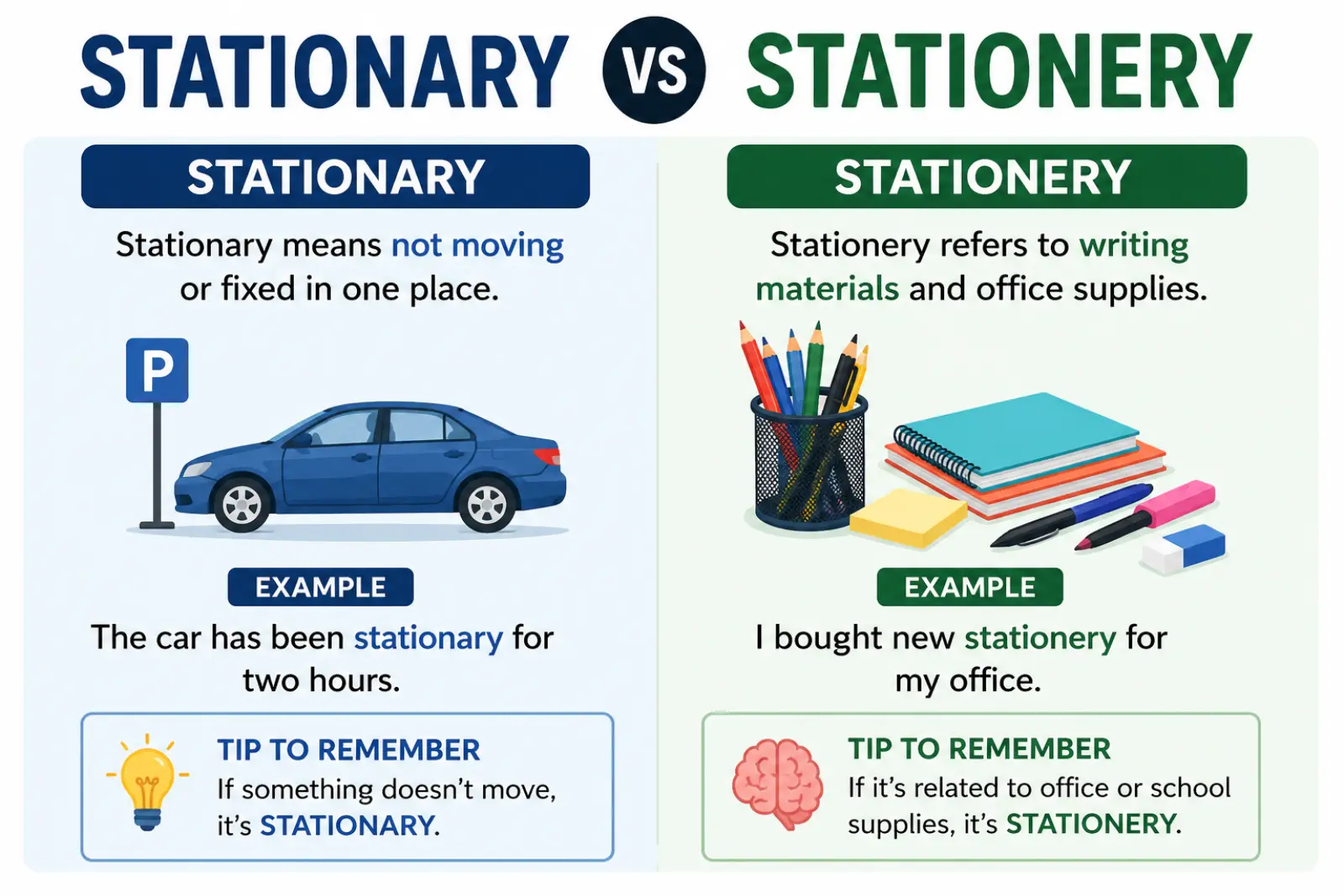 stationary vs stationery
