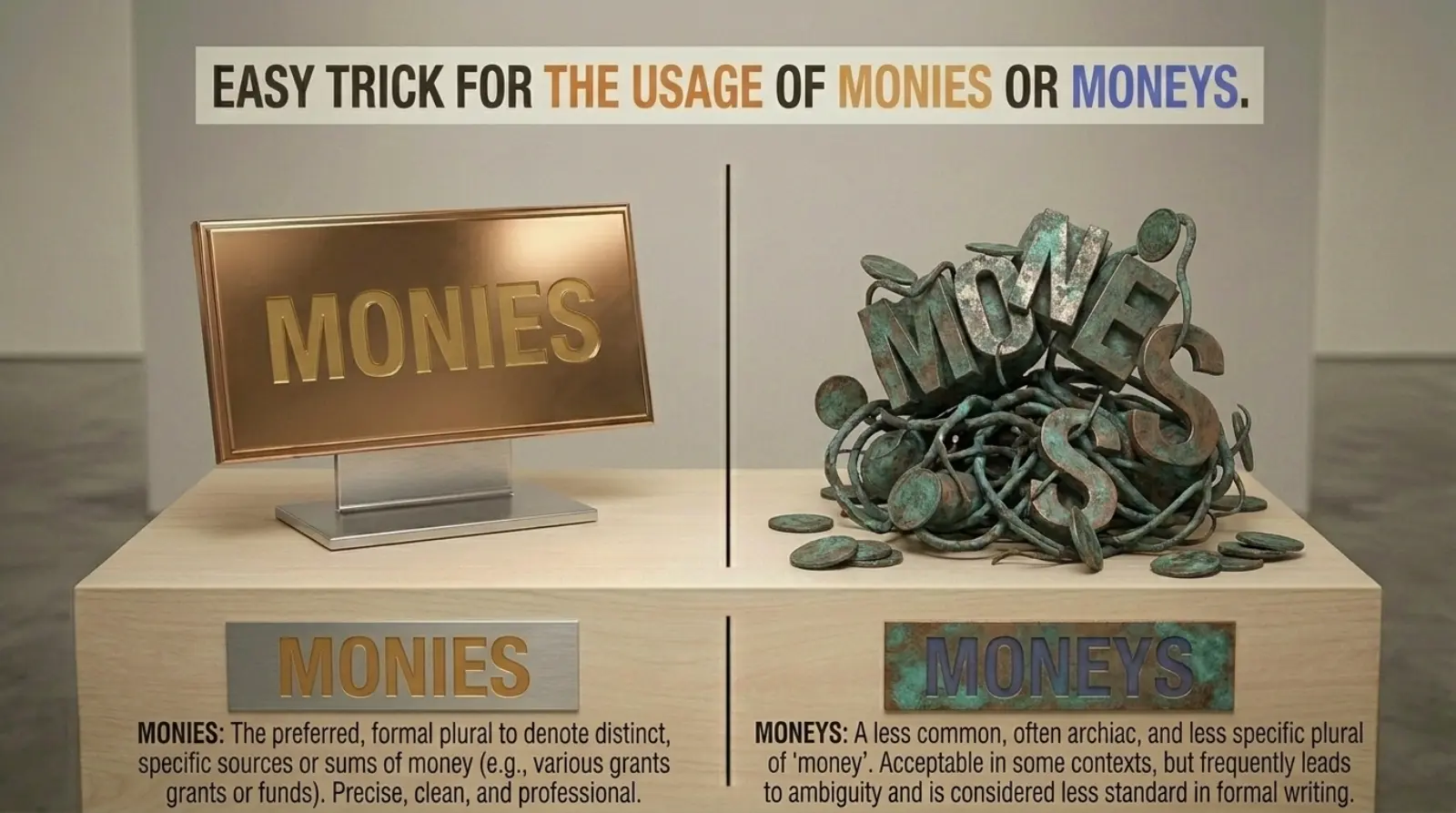 monies or moneys