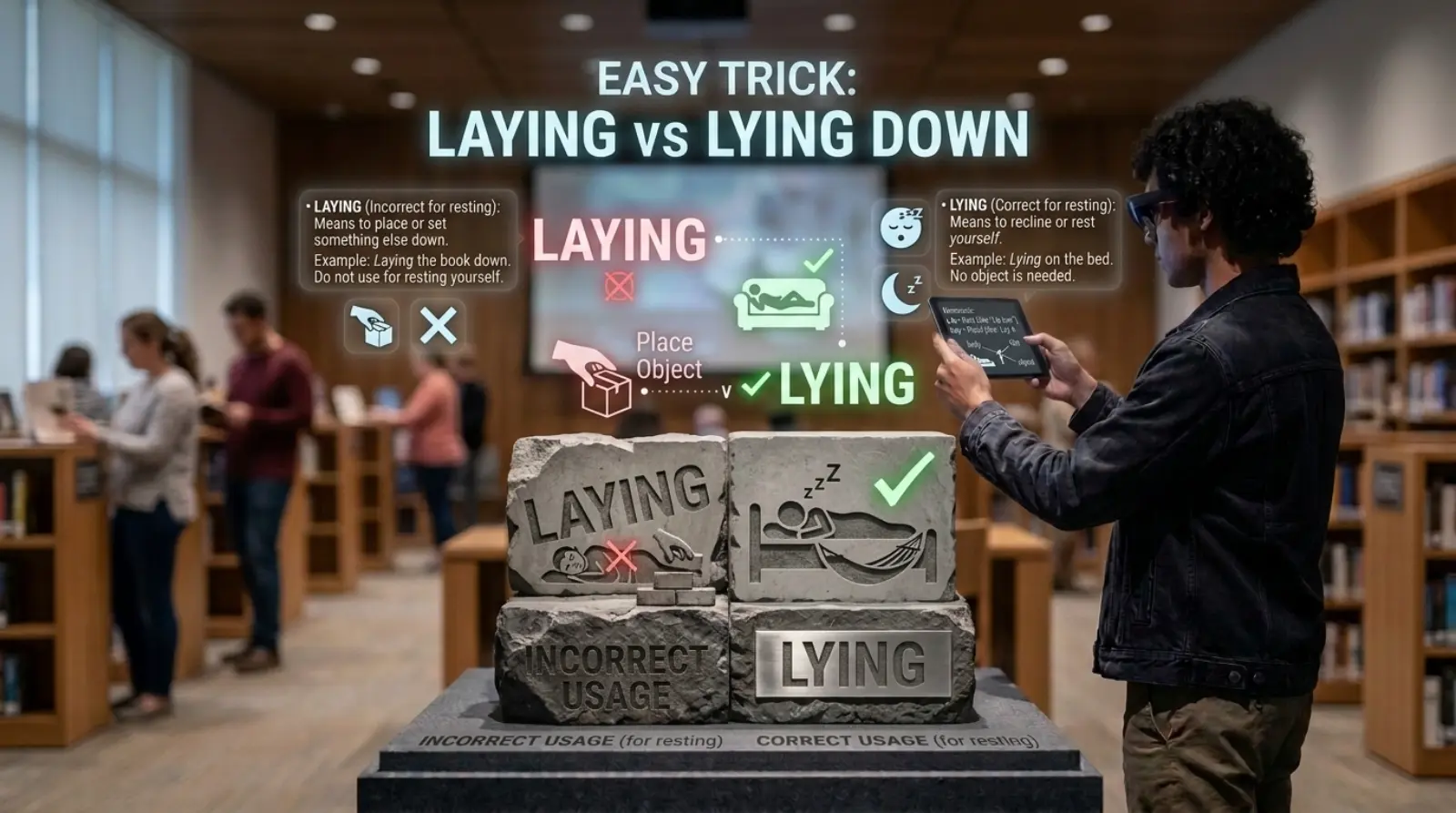 laying or lying down