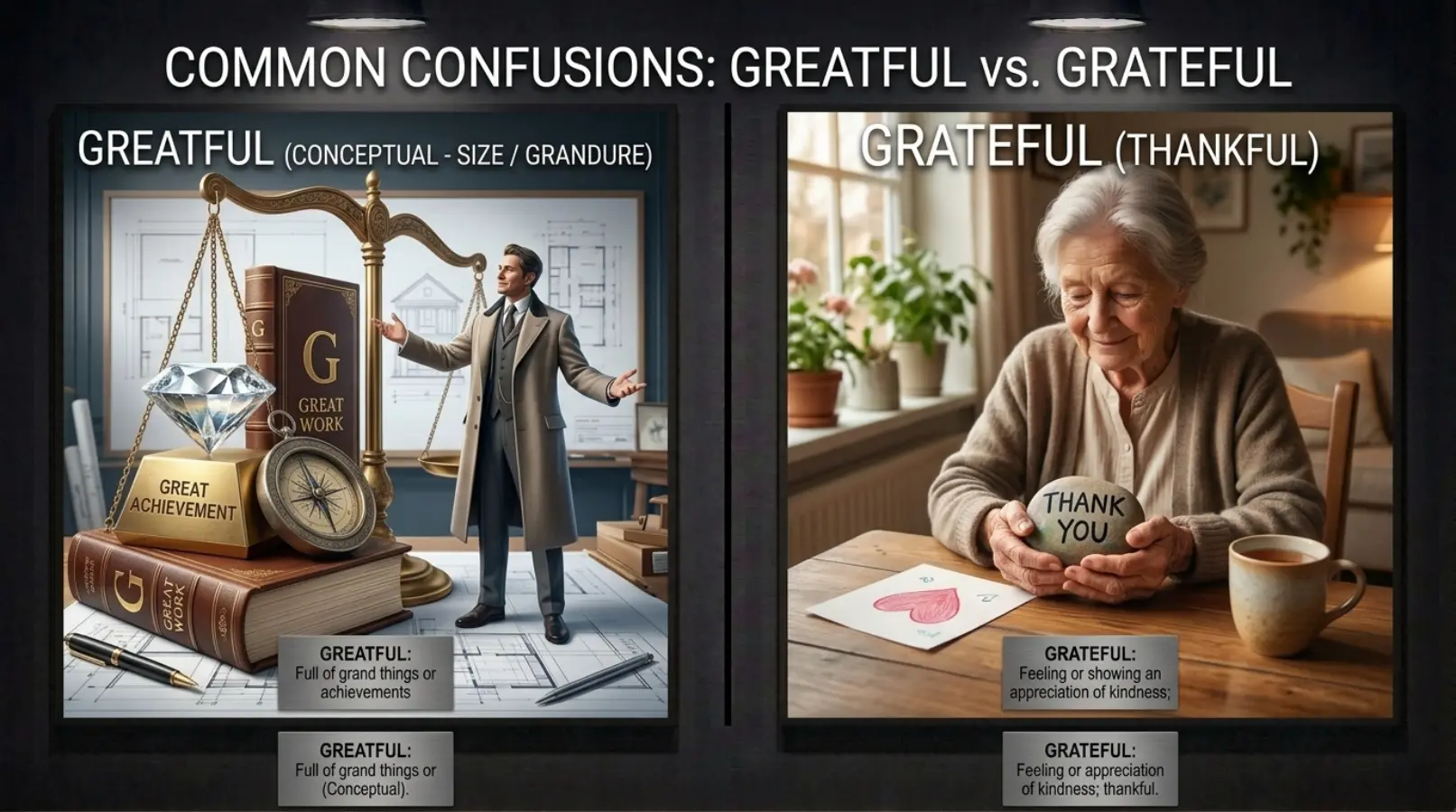 greatful vs grateful meaning